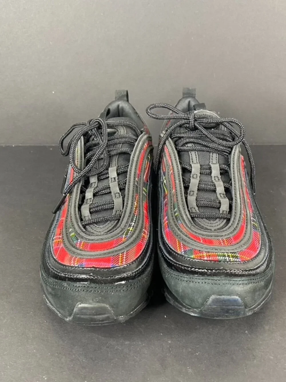 Nike Air Max 97 SE Tartan Black University Red Sneakers Size 7.5